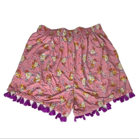 Simply Southern Floral Bull Tassel Shorts Size S/M - Picture 2 of 4